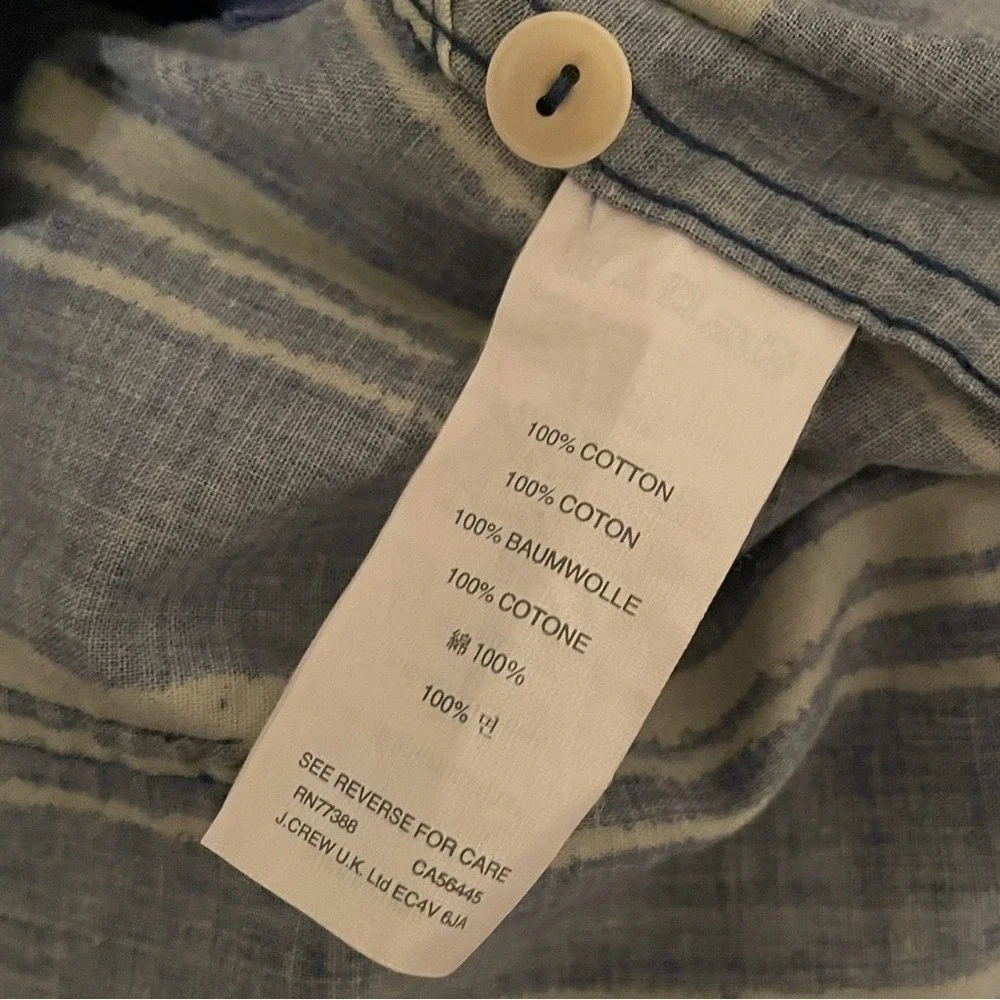 J. Crew Men's‎ Blue White Cotton Striped Shirt Hoodie Sweatshirt Size L